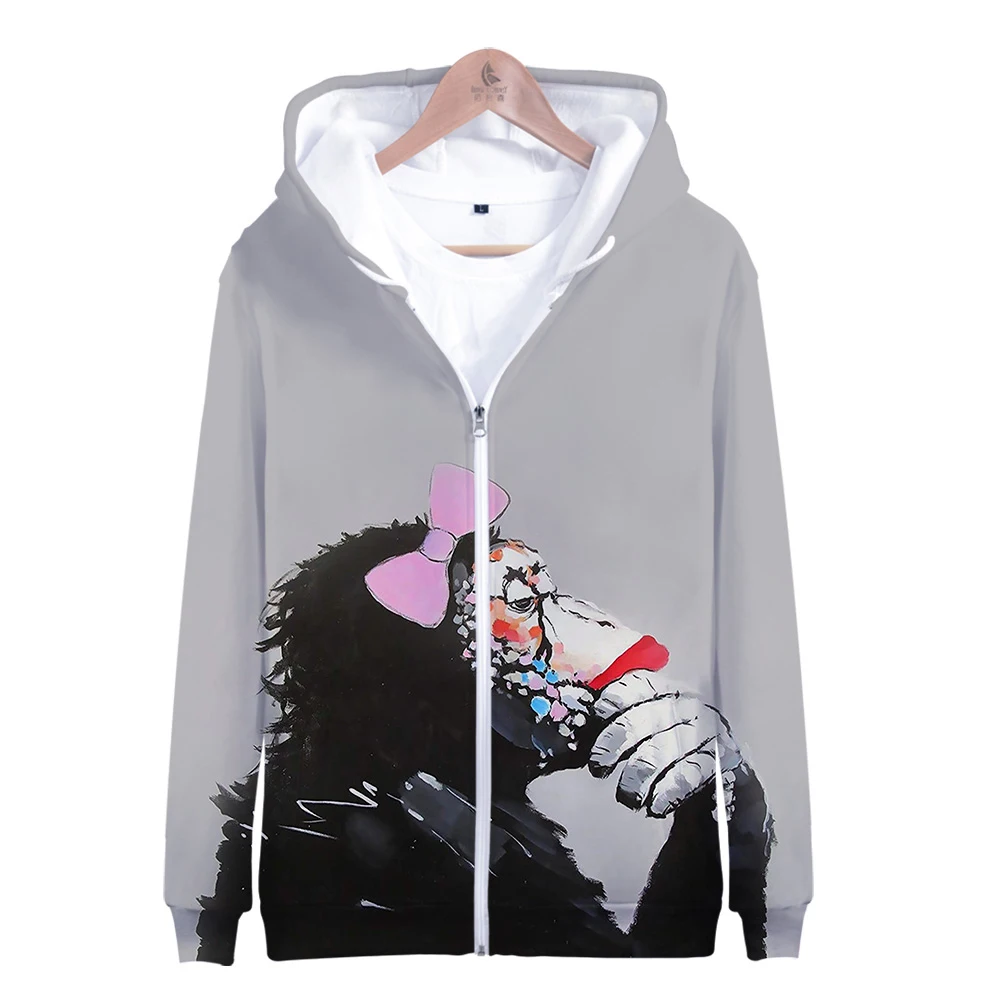 

Classic Peculiar Animal Gorilla 3D Printed Zipper Hoodies Boys/girls Youthful Sweatshirts Adult/child Long Sleeve Jackets Coats