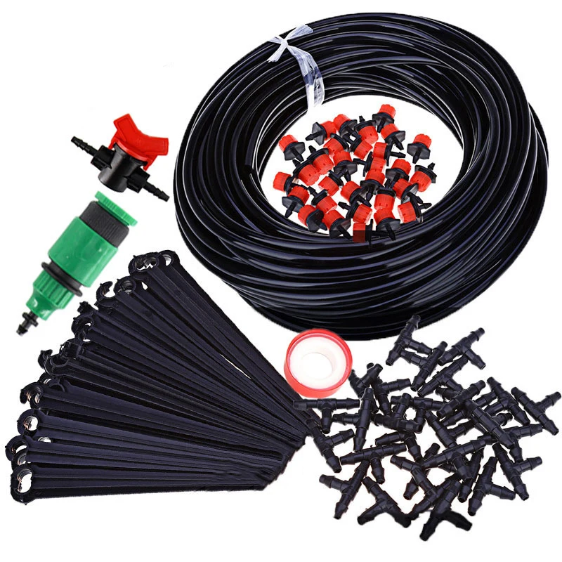 

1 Set Fog Nozzles Irrigation System Portable Misting Automatic Watering 10m Garden Hose Spray Head with 5/10mm Tee and Connector
