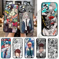 manga chainsaw man anime for apple iphone 7 8 x xr xs 11 12 13 pro max mini plus black luxury silicone soft phone case