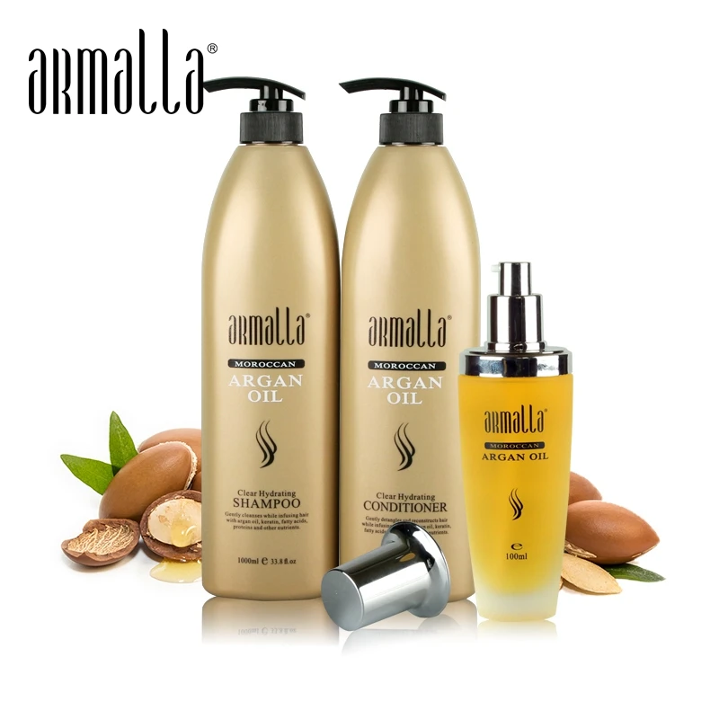 

Best Selling Armalla 1000ml Moroccan Professional Natural Dry Shampoo and 1000ml Deep Conditioner For Hair+100ml Argan Oil