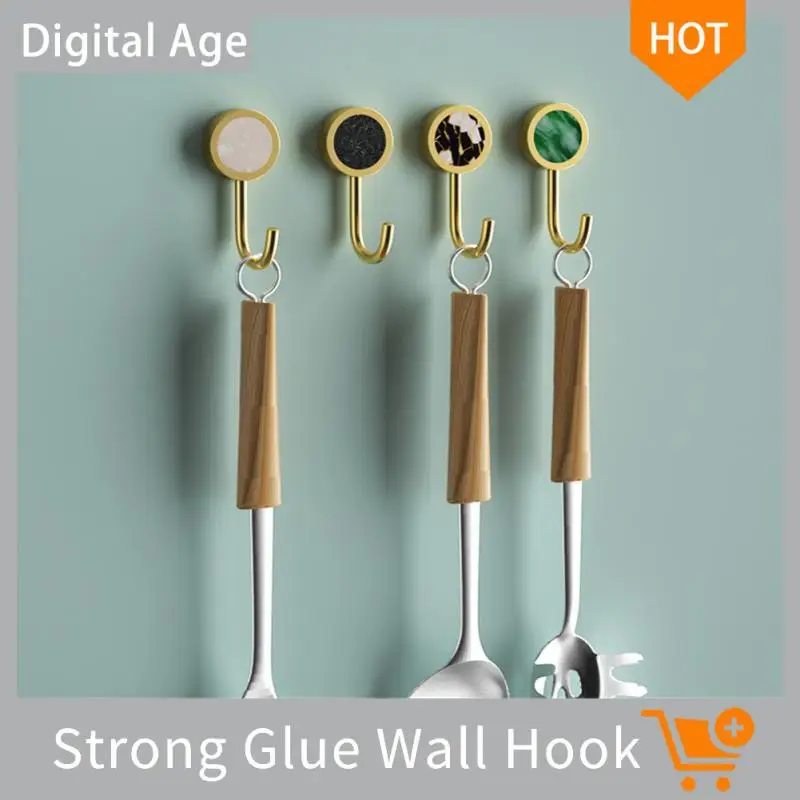 

Golden Nail-flue Aluminum Hook Strong Viscose Gold Aluminum Hook Seamless Kitchen Bearer Wall Hook Colored Shell Metal Hook