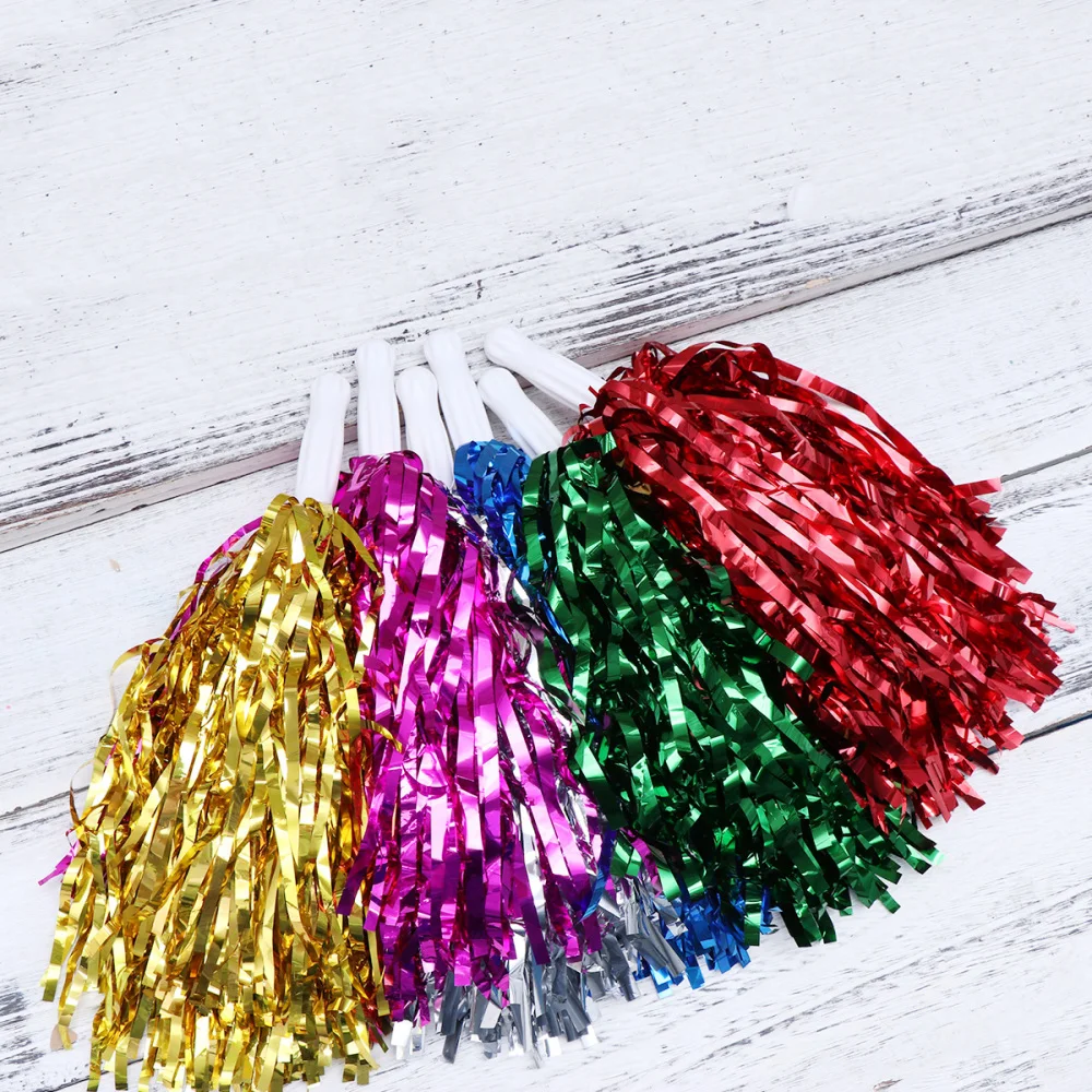 

12PCS Straight Handle Cheering Poms Cheerleading Kit Cheer Props for Performance Competition Cheering Sports Events (Random Styl