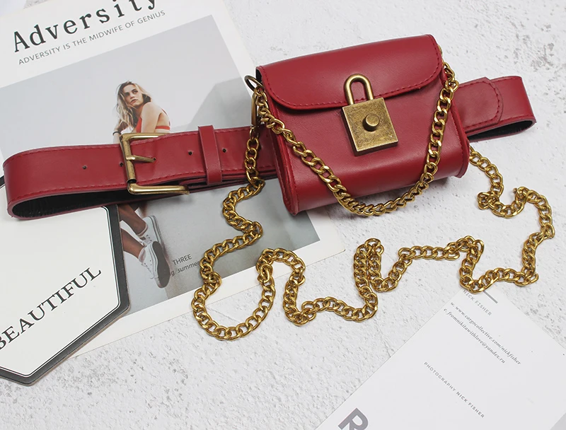 

[EAM] Black Metal Chain Mini-bag Split Long Pu Leather Belt Personality Women New Fashion Tide All-match Spring 2021 1Y685