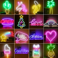 led neon sign night light wall art sign moon dolphin usb wall hanging neon for home party wedding room bedroom wall decor