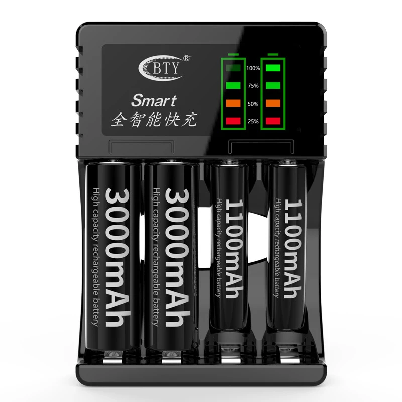 

2020 New 4 Slots Battery Charger Multi-function Li-ion Li-fe Ni-MH Ni-CD Universal LED Battery Rechargeable Batteries Charger