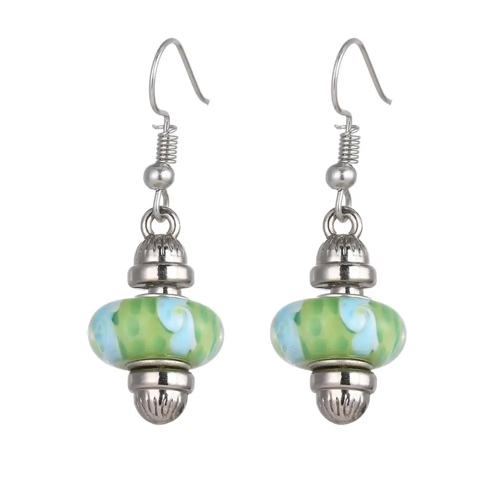 Черно-белые маленькие серьги с цветком сменные стеклянные бусины из муранского