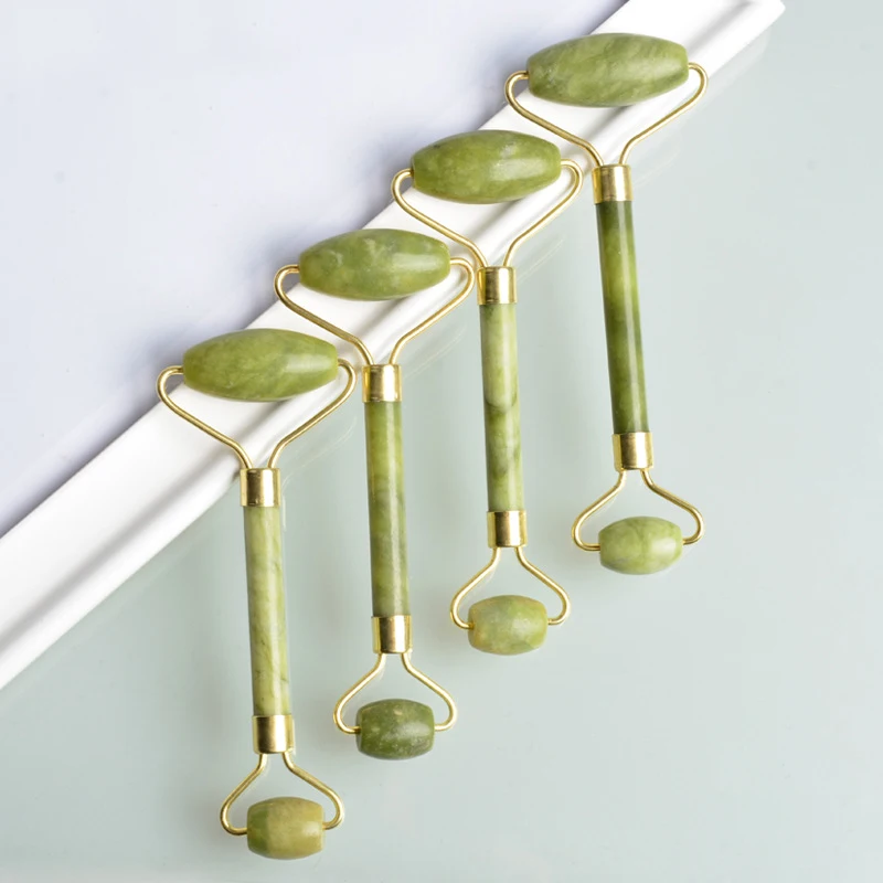 Jade роликовый массажер для лица с двойной головкой Натуральный камень лифтинга и