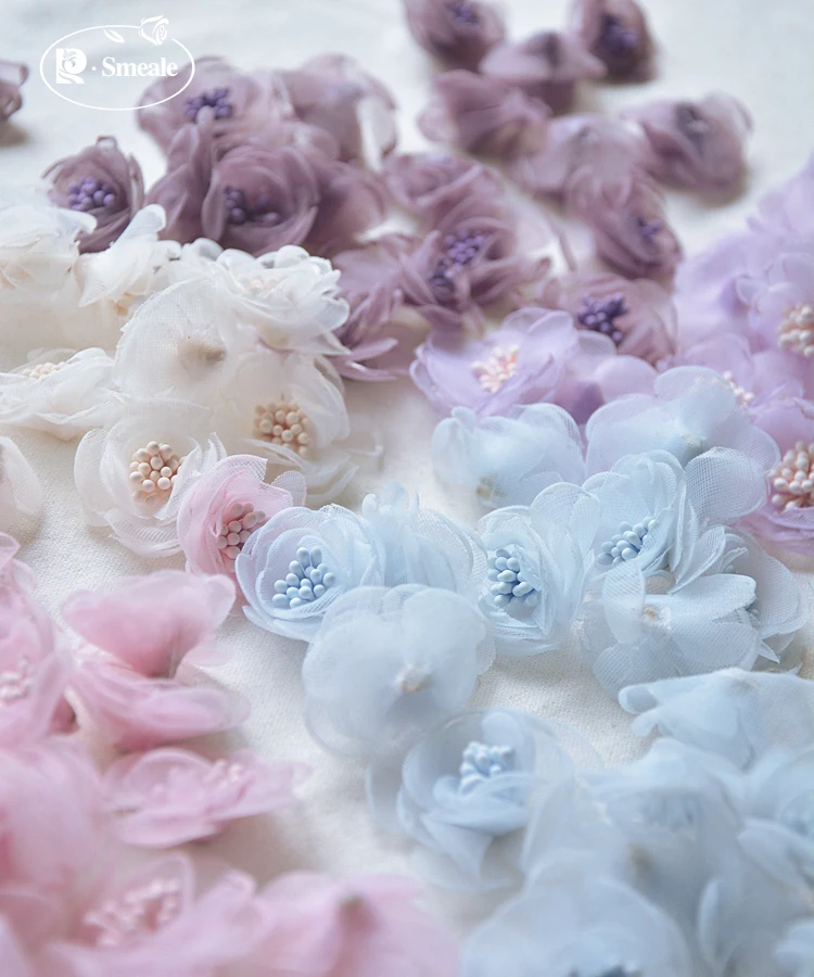 10PCS/Lot Handmade Baby Clothes Organza 3D Small Flower Bud Mini Flowers Dress Headwear Earring Hat Bag DIY Decoration RS2884 | Дом и сад