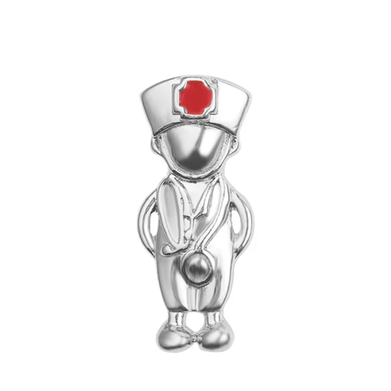silver color doctor Золотые, серебряные, розовые, золотые медицинские броши, эмалированная булавка для мужчин и женщин, подарки, куртки, значок на воротник, нагрудные булавки, кнопка, сумка, ювелирное изделие, аксессуары - Окраска металла: silver color doctor