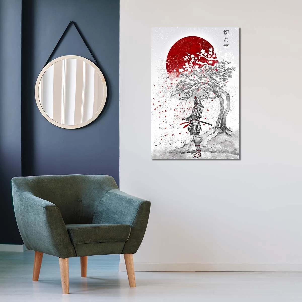 

Modern Canvas Painting Abstract Drawings of Japanese Warriors Prints Wall Art Picture for Living Room Home