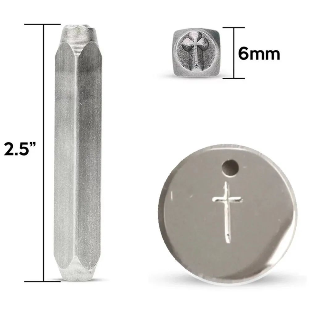 

6mm Steel Stamped Seal Jewelry Set Cross Steel Print Cross Trunca LOGO Punch Steel Printing Shaped Handcrafted Pieces