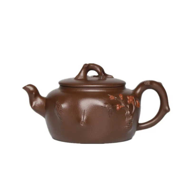 

Yixing high-grade purple clay teapot, full hand-made two-color Decal Yongmei teapot and tea set