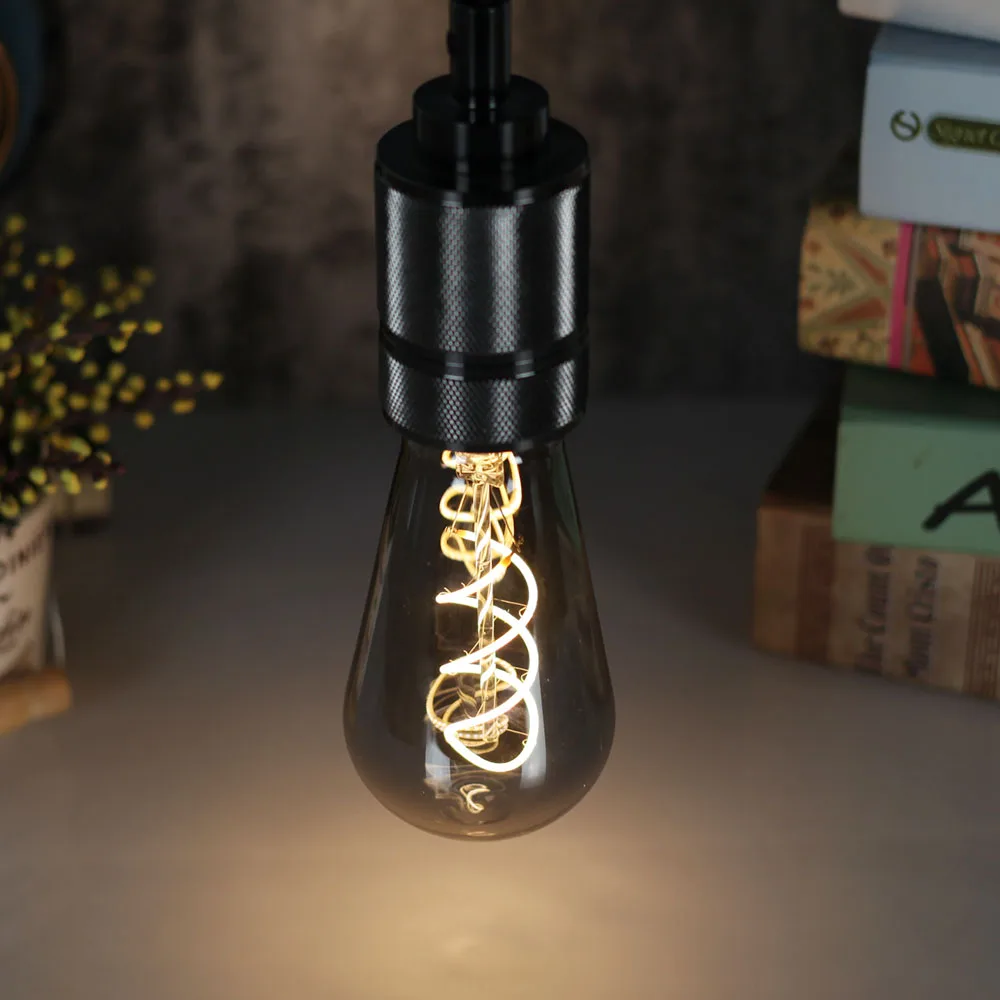 

TIANFAN Edison Bulbs Vintage Light Bulb Smoke ST64 Led Bulb Dimmable Spiral Filament 4W 2700k 220V E27 Decorative Light Bulb