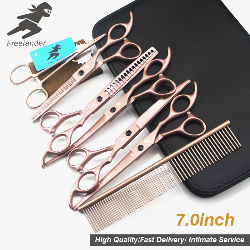 

7.0 inch pet grooming kit hairdressing scissors set pink set high class pet dog scissors hair care & styling