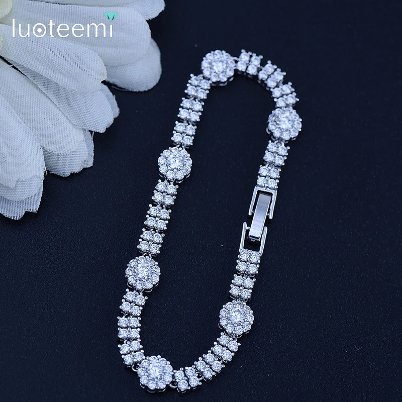 LUOTEEMI Модный классический стиль новый уникальный белый золотой цвет браслеты и