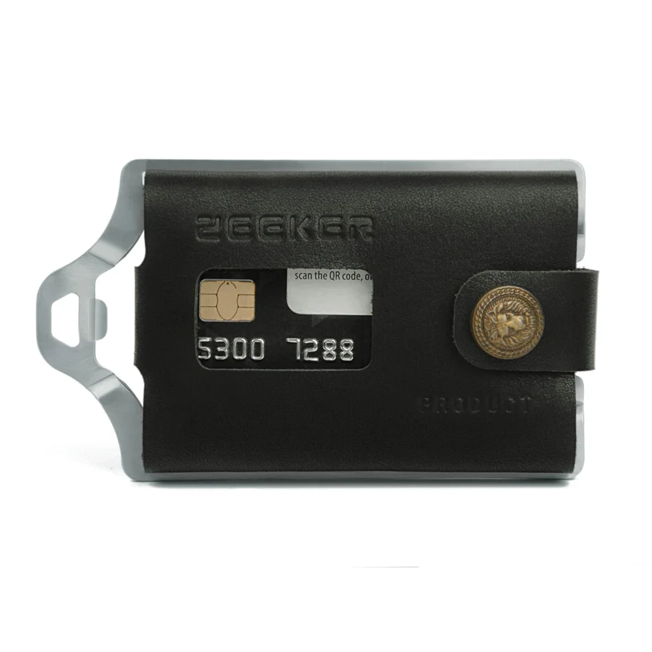 Silver-black ZEEKER многофункциональный кожаный металлический кошелек Rfid блокирующий держатель для карт кошельки для кредитных карт мужские кошельки - Цвет: Silver-black