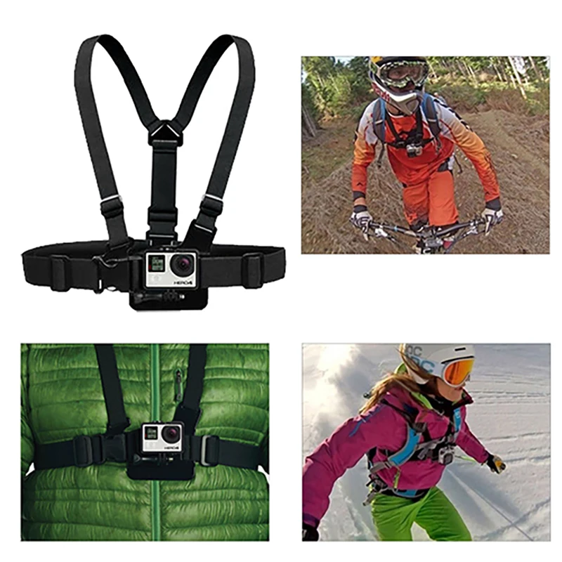 Комплект аксессуаров для GoPro регулируемый эластичный нагрудный ремень + головной