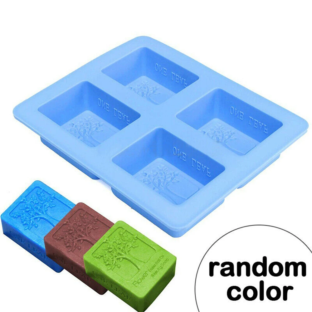 Прямоугольная силиконовая форма в форме дерева 4 отверстия 3D для мыла Искусство и