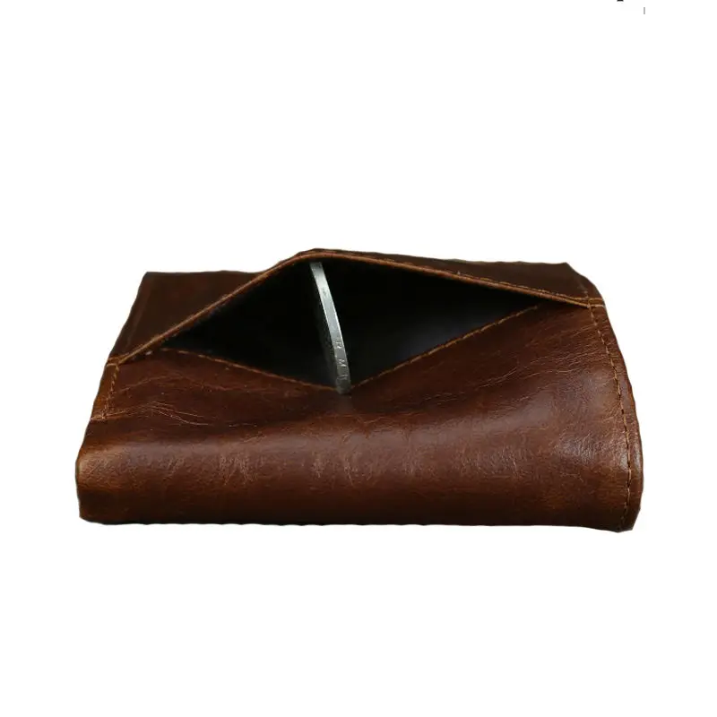 Handmade Leather Wallets For Man High Quality Vintage Male Short Wallet Oil Cow Leather ID Name Card Holder Driver License Cover