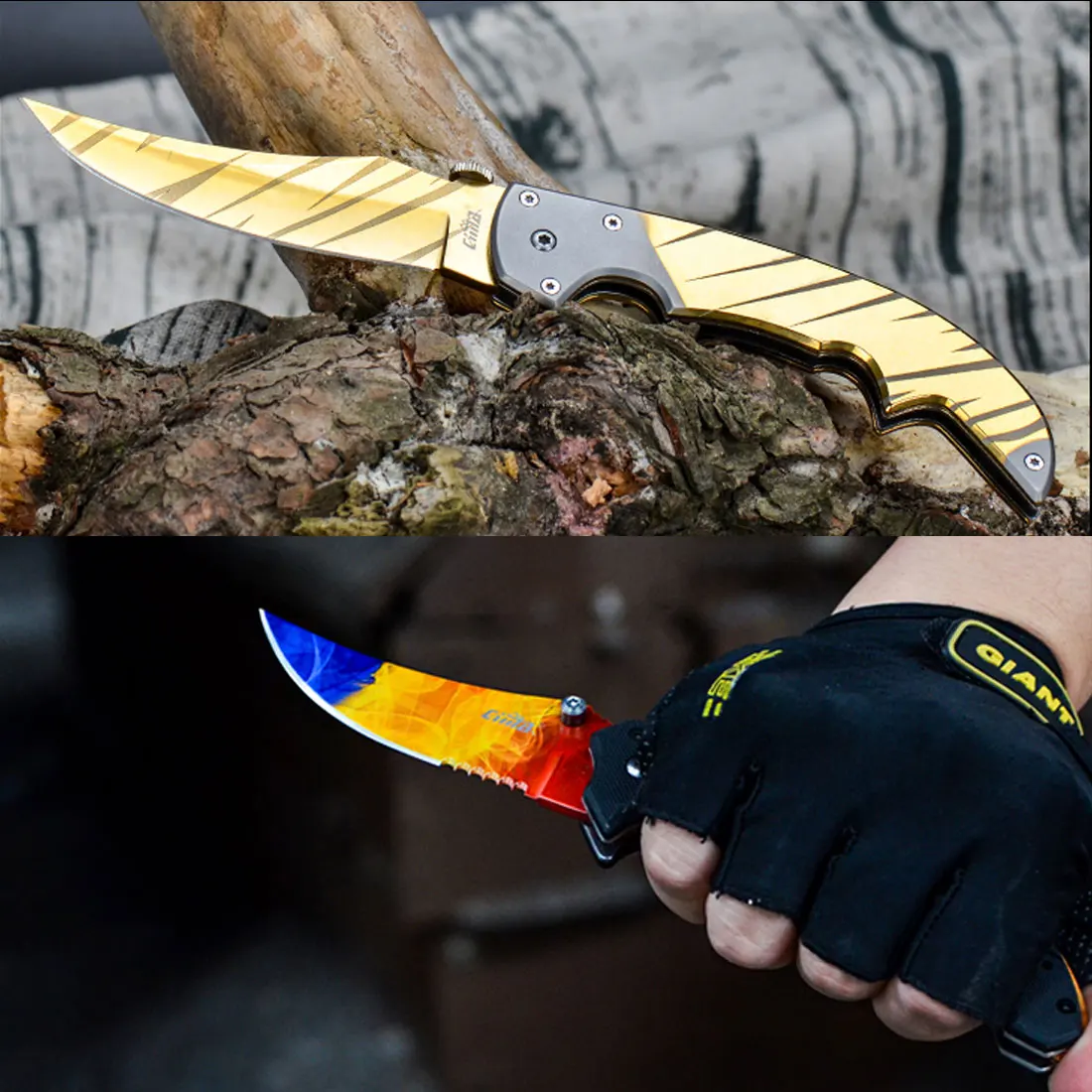 

Folding Knife Real CS GO Discoloring Counter-terrorism Elite Color Blade Galaxy Tactics Discoloring Survival Knife