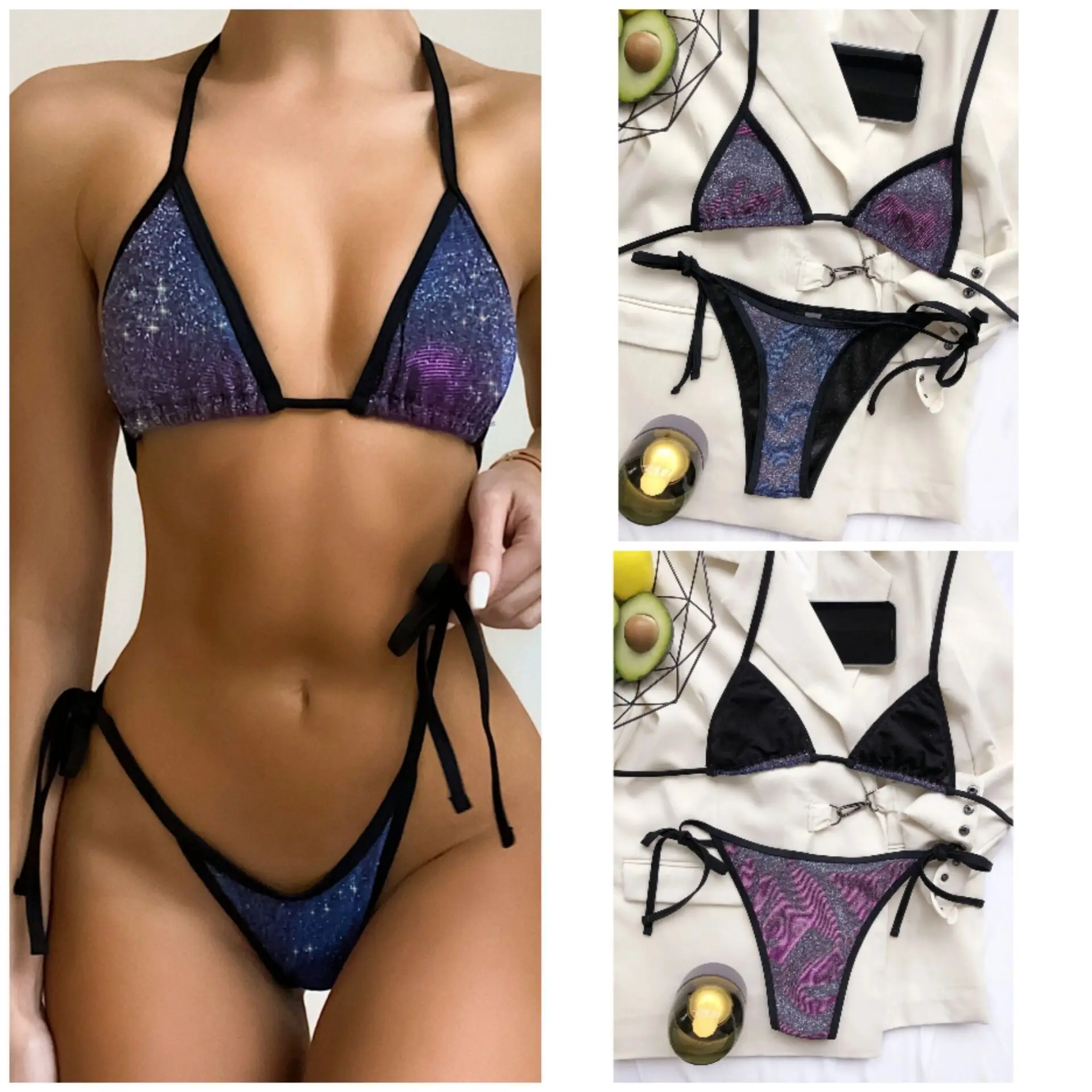 

Купальники для женщин, комплект нижнего белья из 2021 фибры, комплект бикини с разрезом и высокой талией, купальный костюм с подкладкой