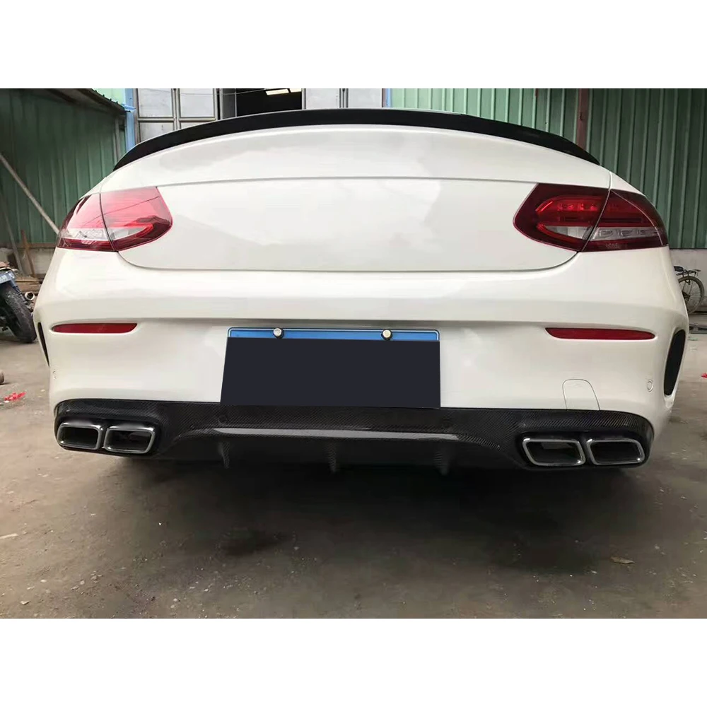 Углеродного волокна диффузор губа на задний бампер FRP чехол для Mercedes Benz C Class W205 C205
