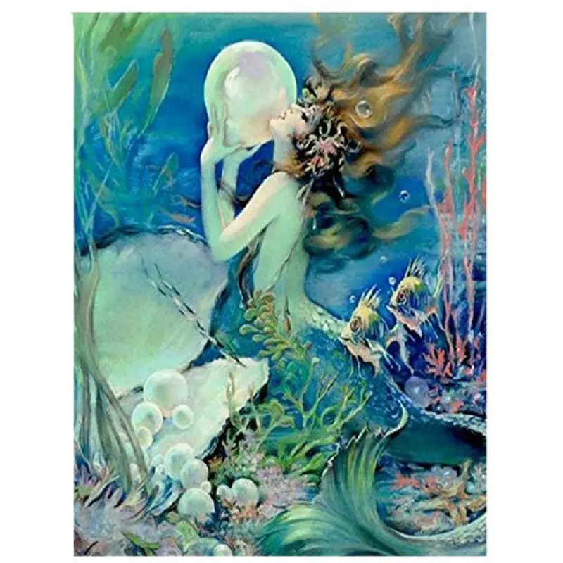 DIY 5d алмазная вышивка крестиком жемчуг русалки полная Алмазная квадратные стразы