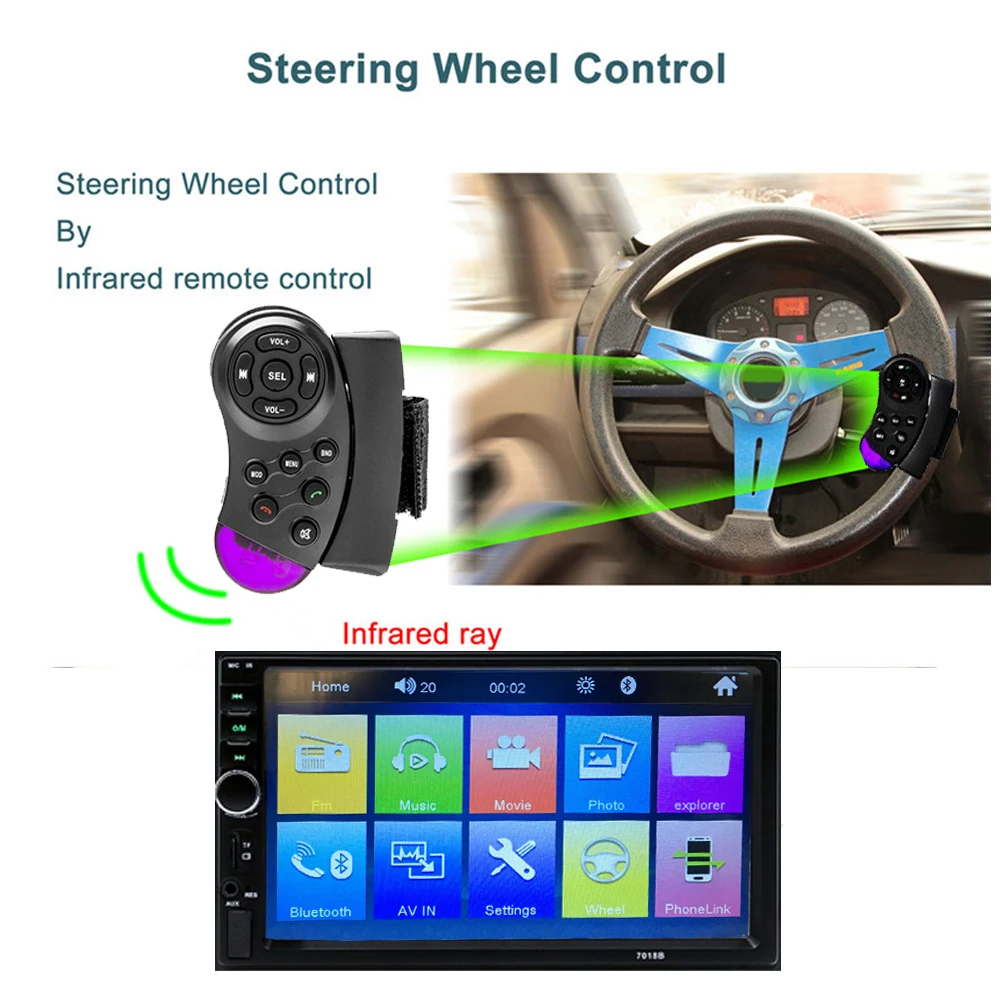 Автомагнитола AMPrime 2 din 7 &quotHD сенсорный экран 7018B MP5 плеер дисплей Bluetooth мультимедиа