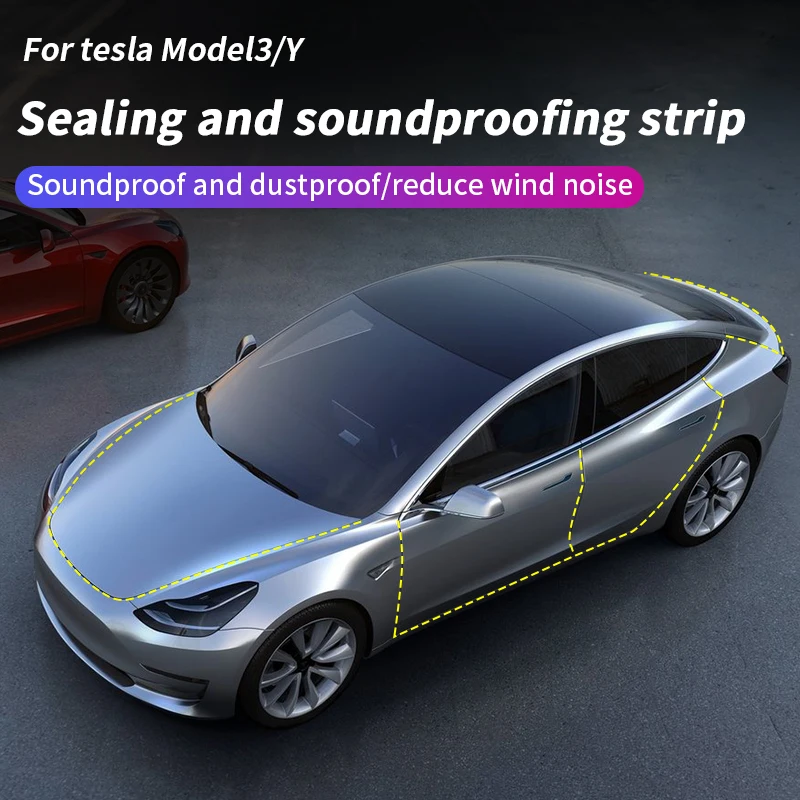 

Уплотнительная лента для звукоизоляции всего автомобиля tesla mode 3/y, водонепроницаемая и амортизирующая клейкая лента, автомобильные аксессу...
