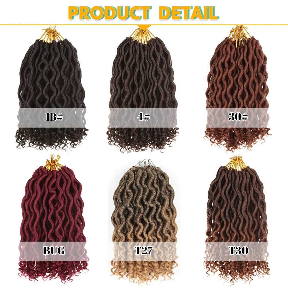 12 дюймов Goddess Faux Locs Curly Ends короткие волнистые синтетические волосы для