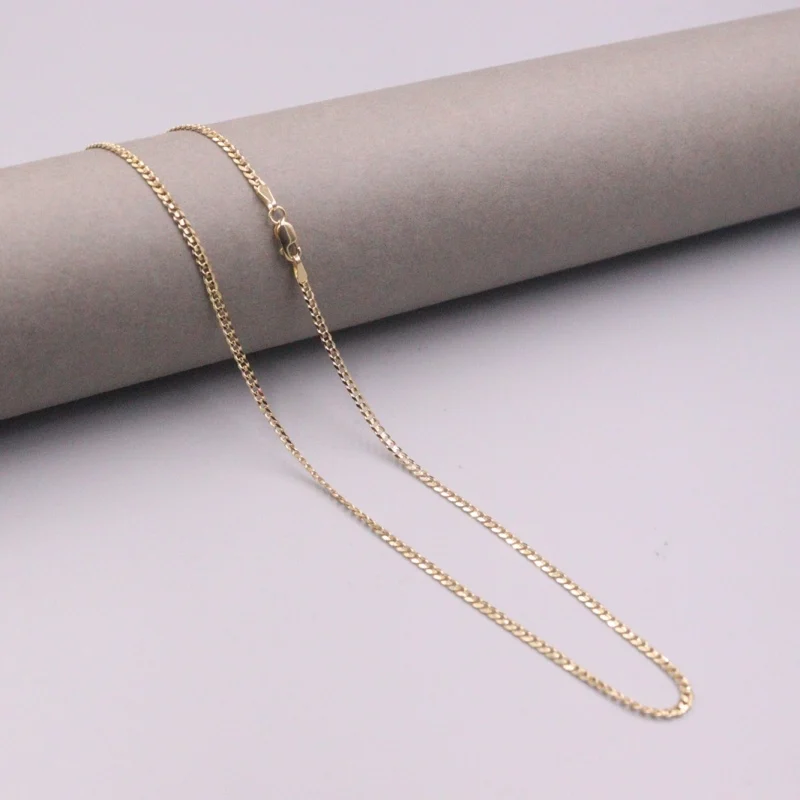 

Pure Solid 18K Yellow Gold Necklace Men Women Gift 2mm Curb Link Chain Necklace 5.9g/ 18inch