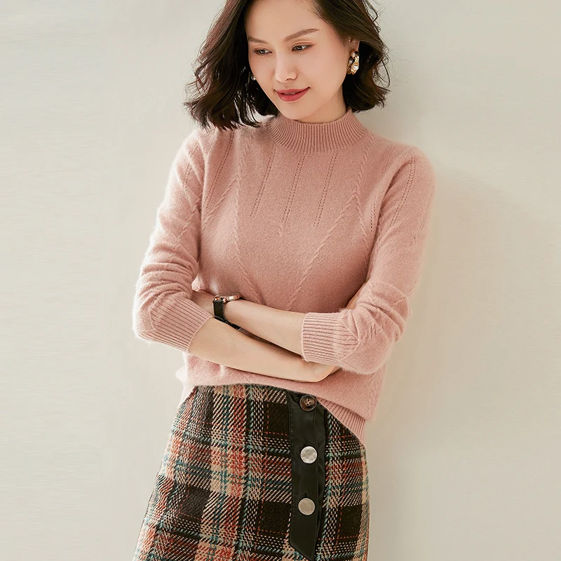adishree 2020 woman winter 100% Cashmere sweaters autumn knitted Pullovers High Quality Warm Female thickening Turtleneck