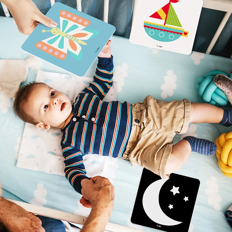 

Baby Learning Toy Black Flash Card Contrast Visual Stimulation Activity Flash Card kids Safe Skin Friendly Gift