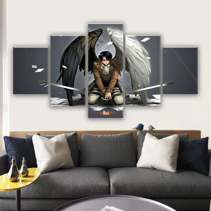 

Modular Canvas Painting Home Decor 5 Piece Attack On Titan Pictures Anime Modern Printed Poster For Living Room Wall Art Frame