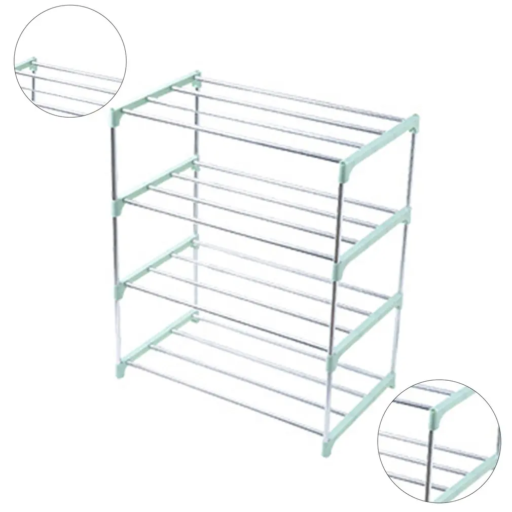 

Household Simple 4 Layers Stainless Steel Shoe Rack Storage Shoe Cabinet Shoe Rack Hanger Home Organizer