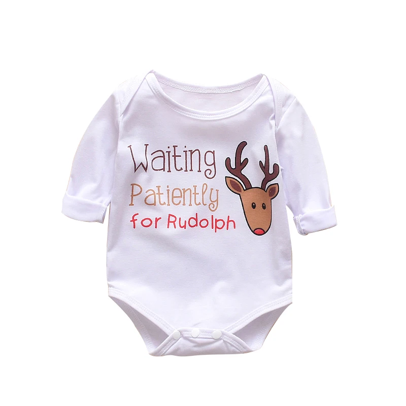 Рождественский Новый Детский Яркий комбинезон с принтом лося и коротким рукавом