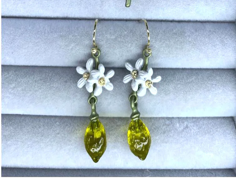 CSxjd новый стиль лимонный цветок зеленый лист краска Женская Винтажная брошь