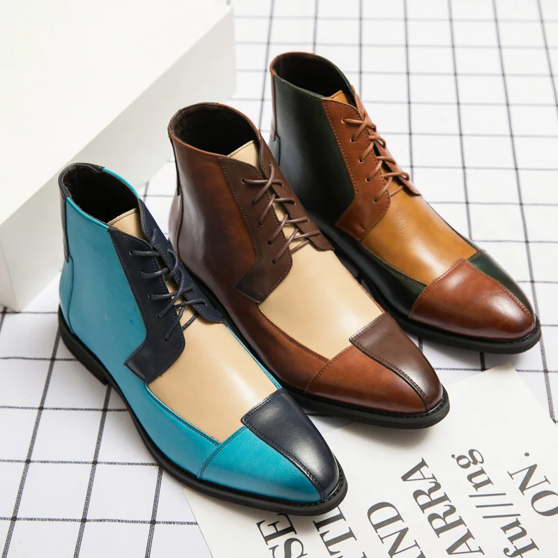 

2021 Winter Fashion High-top Casual Leather Shoes Men's Comfortable Non-slip Boots Zapatos Para Hombre Mens Loafers Shoes Luxury