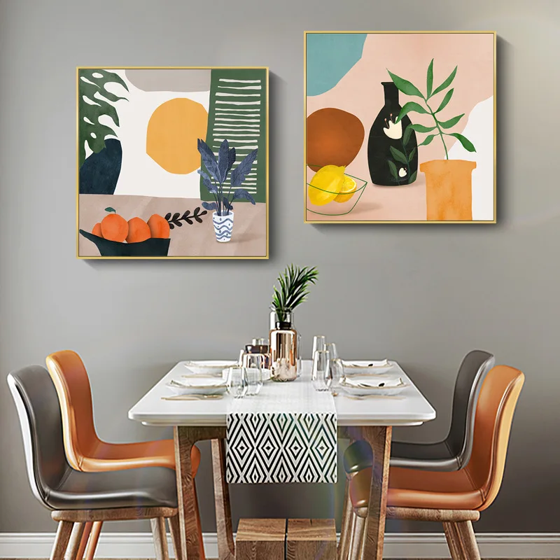 

Restaurant Decorative Painting Company office Molandi Color Fresh Abstract Plant Orange Apartment living room home wall art