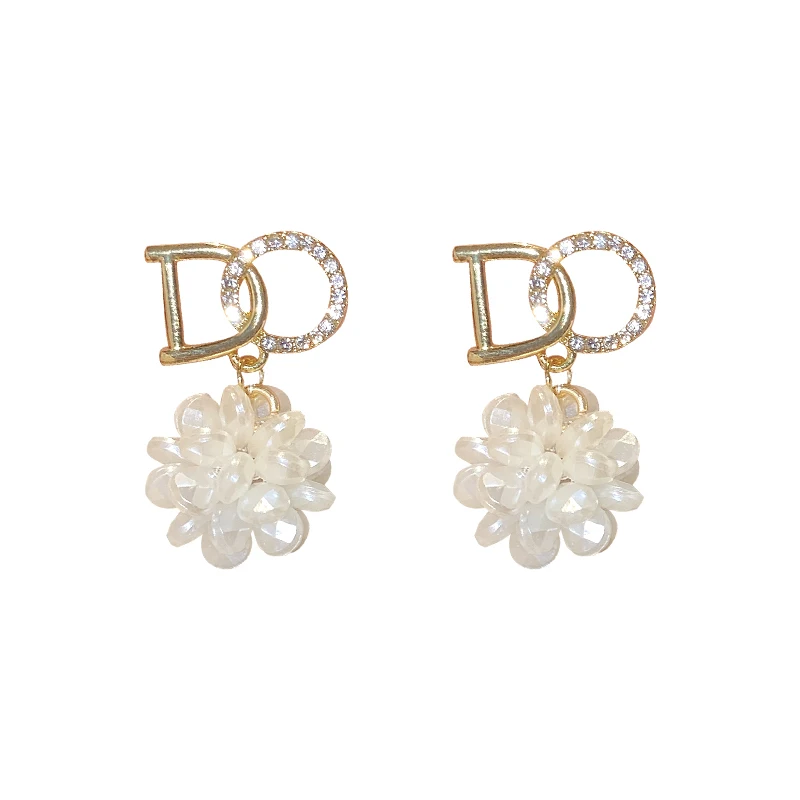 

2021 New Arrival Fashion Champagne Fine Pearl Drop Earrings Contracted Senior Geometric Metal Temperament Women Earrings Jewelry