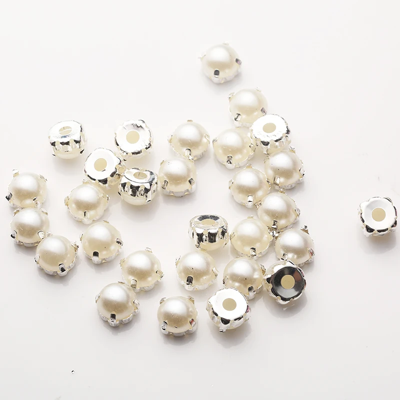 RESEN 10 мм 50 шт Пришивные жемчужины с плоской задней поверхностью