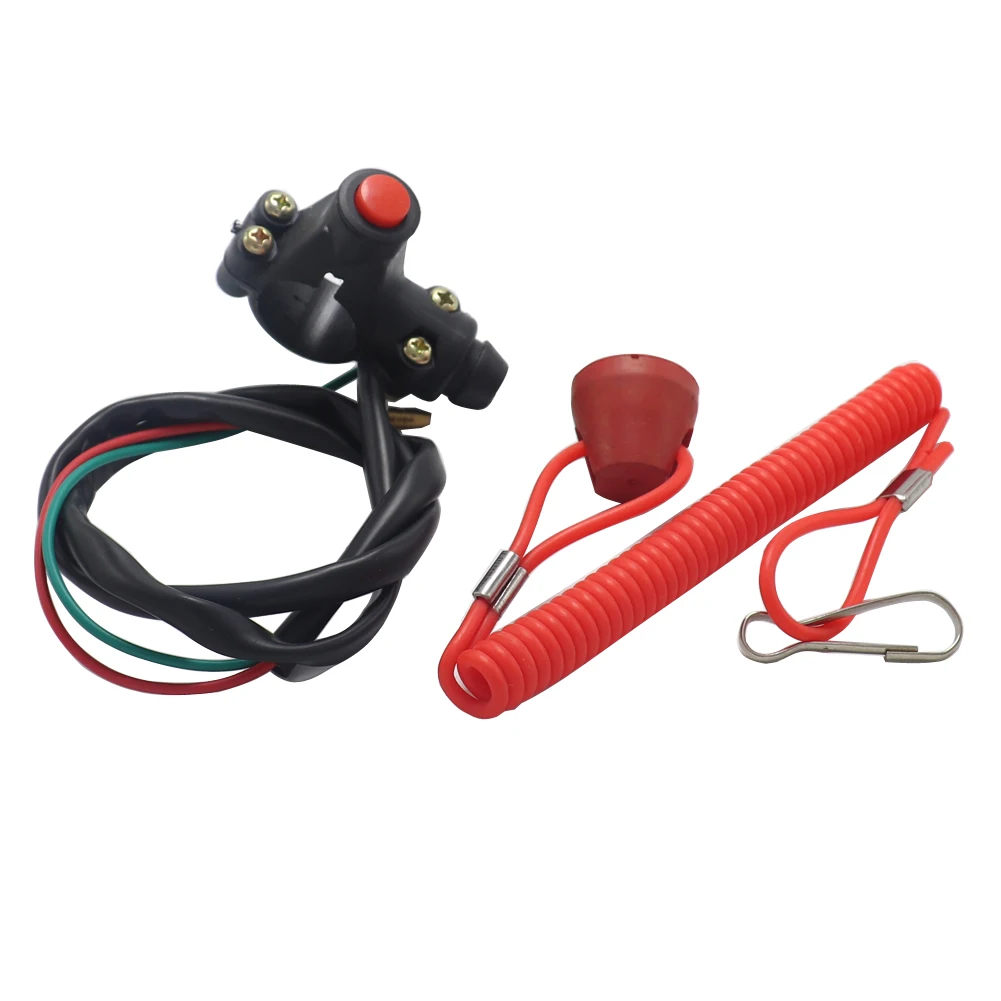 

Universal Red Black motorcycle Motorbike Motor Pit Bikes Engine Stop Cut Off Tether Line Safety Kill Switch Push Button