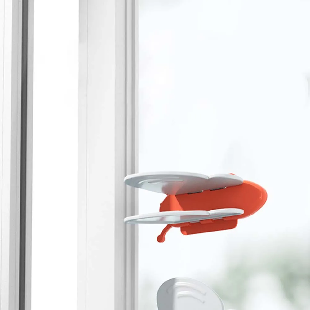 Cerradura de puerta de ala de mariposa sin agujero para beb&eacute;, bloqueo de seguridad para ventana de ni&ntilde;os, protecci&oacute;n de ventana m&oacute;vil-1