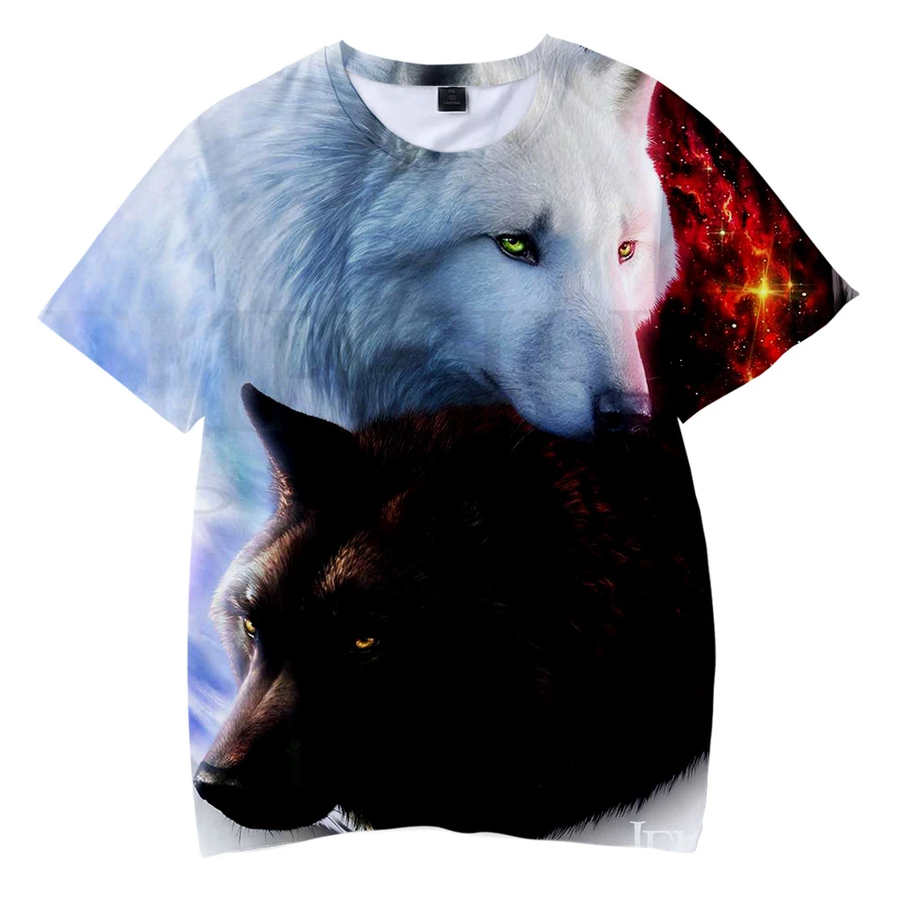 Модная креативная детская одежда унисекс с принтом Метеор и Луна волк Детская