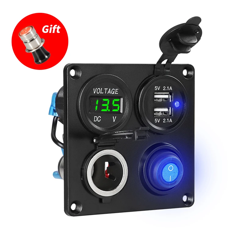 Автомобильное зарядное устройство с двумя USB портами адаптер питания вольтметр