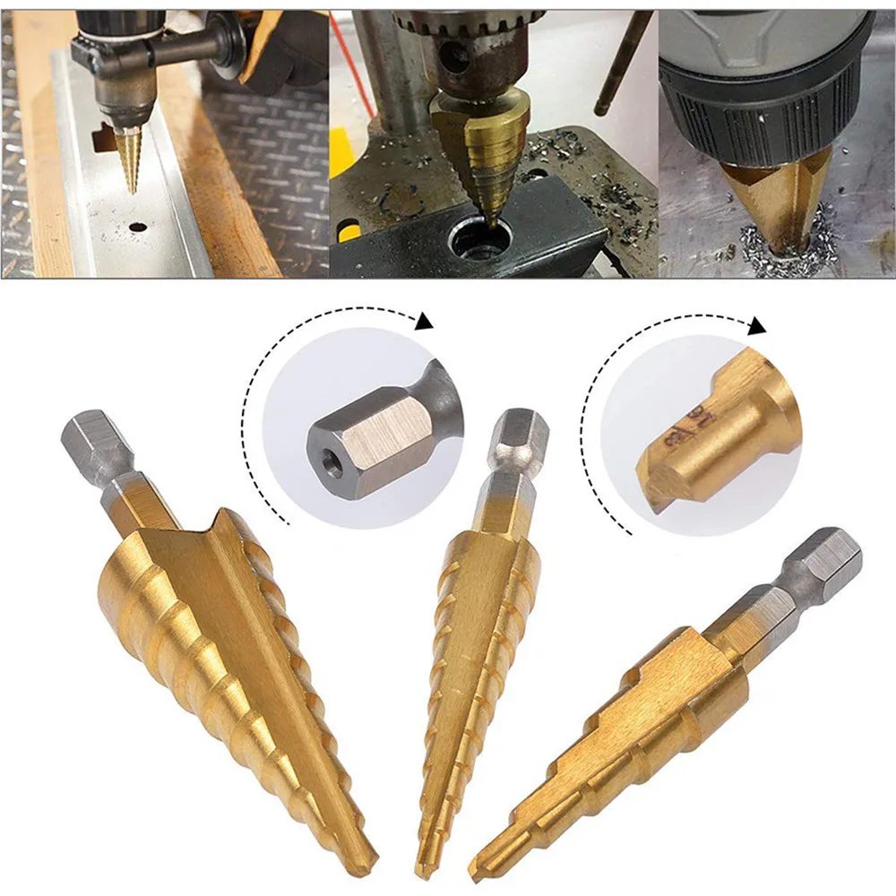 3 ПК ступенчатое сверло из быстрорежущей стали с алмазным напылением для конус