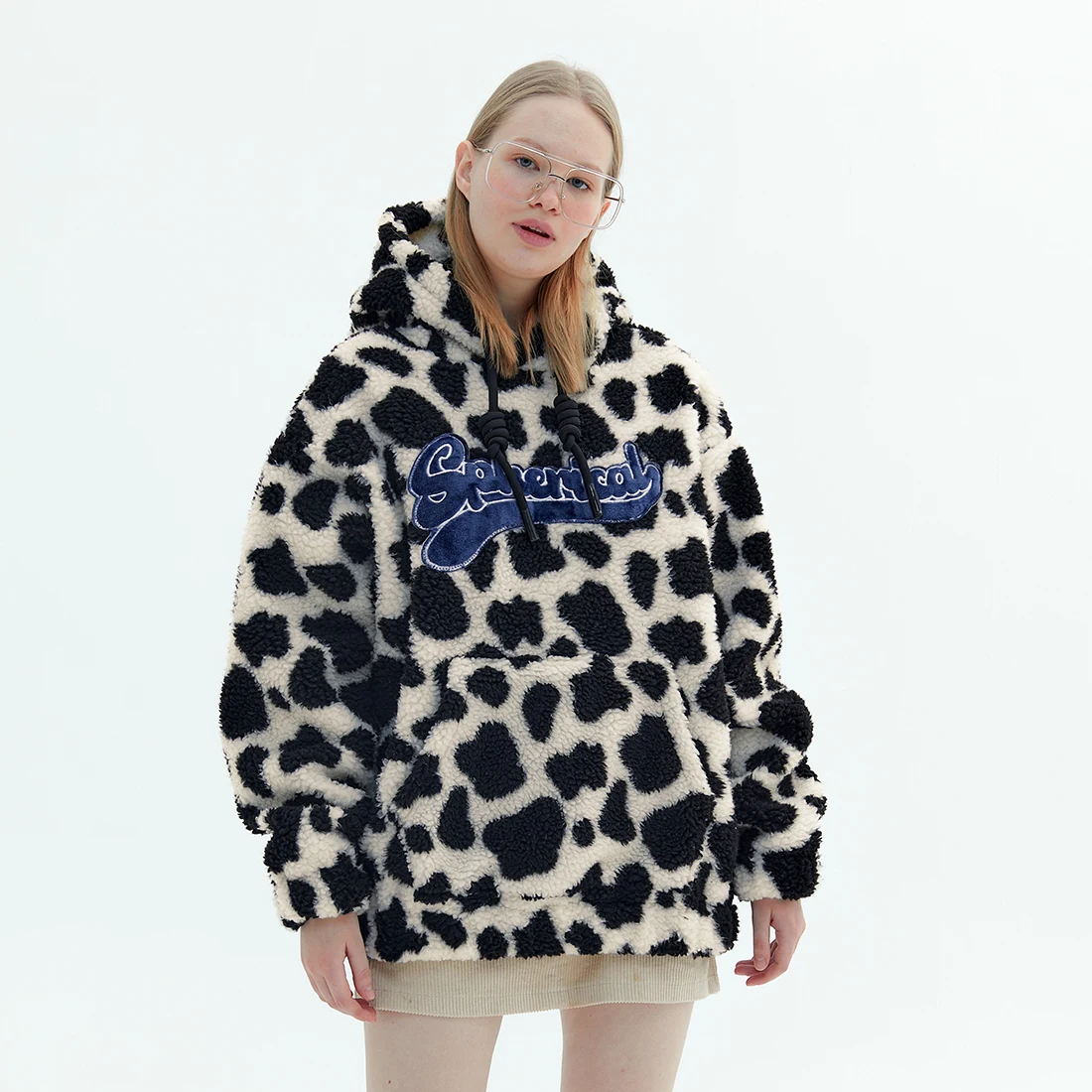 ATSUNSET Christmas Snowflake Pattern Lambswool Hooded Cotton Coat Thick Warm Harajuku Winter Jacket High Street Streetwear