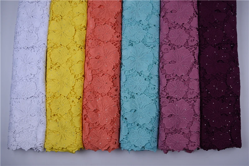 Желтый Африканский водорастворимый шнур кружева высокого качества Stof