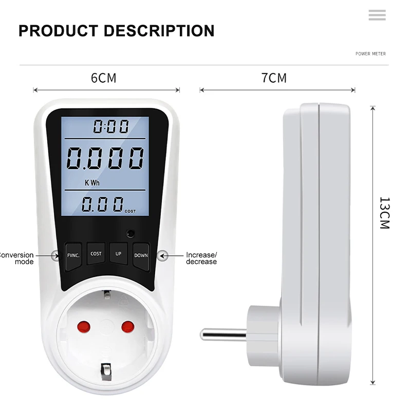 Цифровой измеритель мощности 220 В переменного тока с ЖК дисплеем|Электрические