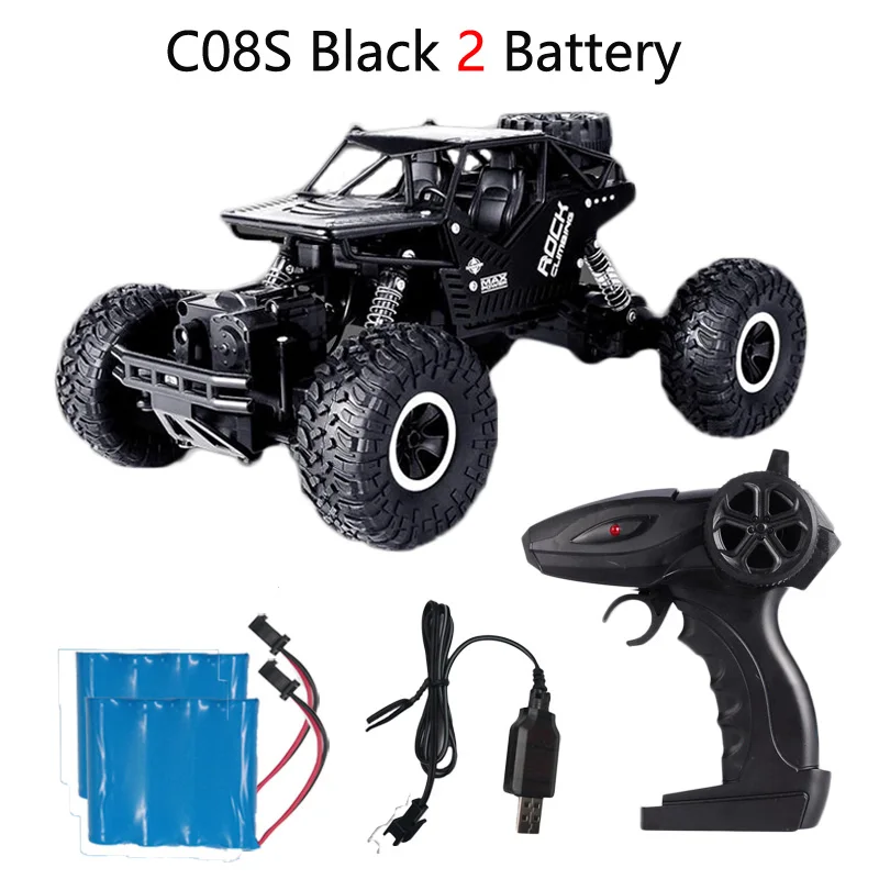 Teeggi C08S игрушки на дистанционном управлении RC автомобиль 1:16 4WD скалолазание автомобиль Bigfoot внедорожник игрушка для детей подарок Двойные двигатели - Цвет: Black 2B